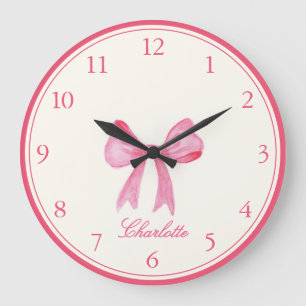 Grande Horloge Ronde Coquette rose Bow