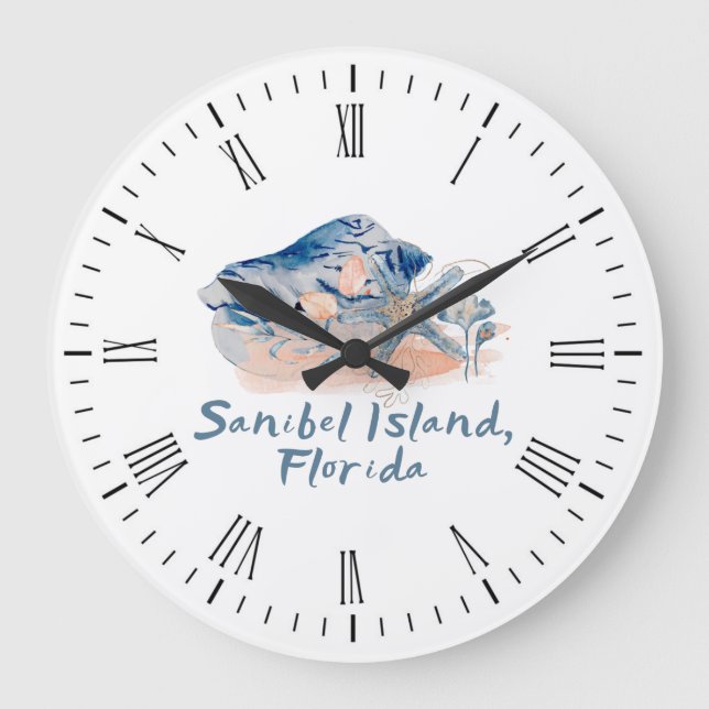 Grande Horloge Ronde Coquillages de l'île de Sanibel  (Recto)
