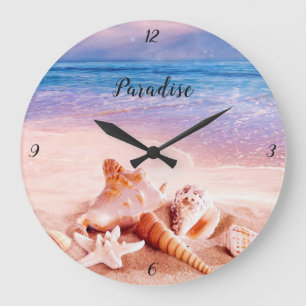 Grande Horloge Ronde Coquillages sur le Sea Beach Paradise