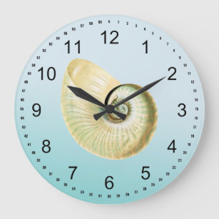 Grande Horloge Ronde Coquille de Nautilus