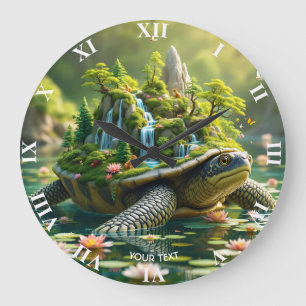 Grande Horloge Ronde Coquille de tortue sereine Imaginaire