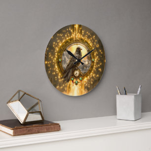 Grande Horloge Ronde Corbeau Gardien du Temps – Horlogerie Gothique 