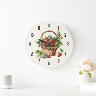 Grande Horloge Ronde Corbeille pleine de fraises
