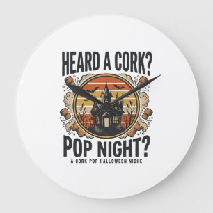 Grande Horloge Ronde Cork Pop Halloween Maison Hantée Vintage Chemise_1