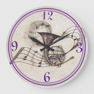 Grande Horloge Ronde Corne française Vintage avec notes sur un torse