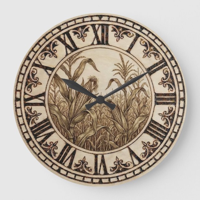 Grande Horloge Ronde Cornfield Wall Clock (Recto)