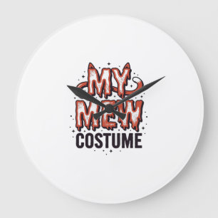 Grande Horloge Ronde Costume de chat mignon pour Halloween Design vinta