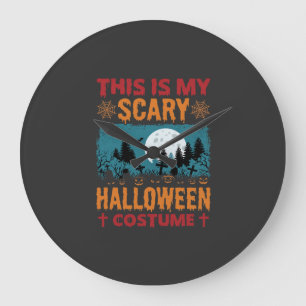 Grande Horloge Ronde Costume de Halloween Effrayant Drôle Graphique Lun