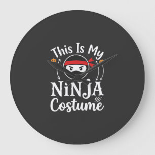 Grande Horloge Ronde Costume de ninja drôle Design Halloween_1