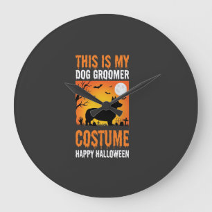 Grande Horloge Ronde Costume de toiletteur pour chien Halloween Silhoue