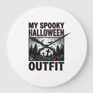Grande Horloge Ronde Costume Halloween effrayant Vintage Graveyard Tee_