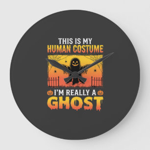 Grande Horloge Ronde Costume Humain Halloween Fantôme Vintage