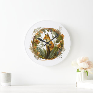 Grande Horloge Ronde Cottagecore Fox Vintage