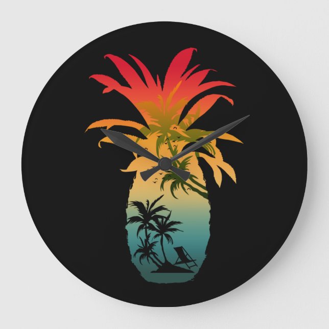 GRANDE HORLOGE RONDE COUCHER DE SOLEIL À L'ANANAS (Recto)