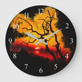 Grande Horloge Ronde Coucher de soleil africain Nightsky
