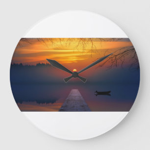 Grande Horloge Ronde Coucher de soleil américain (2)