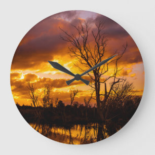 Grande Horloge Ronde Coucher de soleil au bord du lac