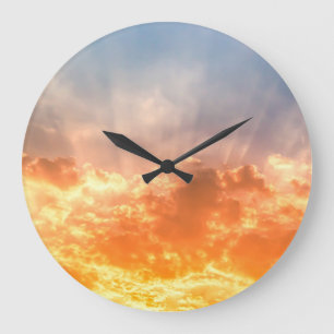 Grande Horloge Ronde Coucher de soleil coloré : crépuscule du ciel.