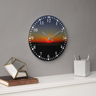 Grande Horloge Ronde Coucher de soleil dans l'eau