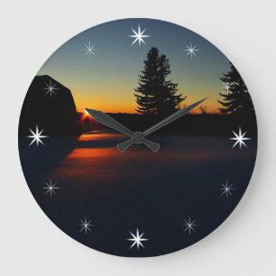 Grande Horloge Ronde Coucher de soleil d'hiver 