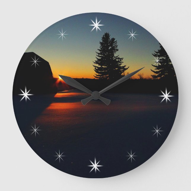 Grande Horloge Ronde Coucher de soleil d'hiver  (Recto)