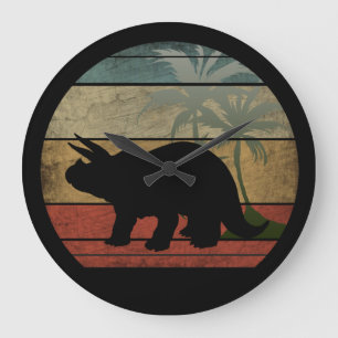 GRANDE HORLOGE RONDE COUCHER DE SOLEIL DINOSAURE 3