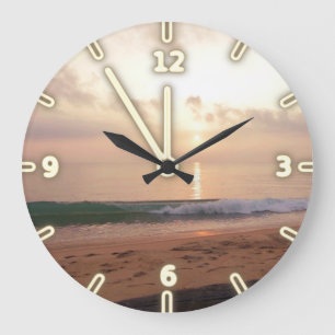Grande Horloge Ronde Coucher de soleil moderne adorable sur la plage