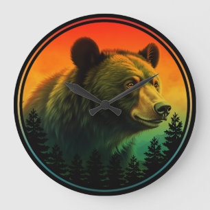 Grande Horloge Ronde Coucher de soleil ours nature animal faune