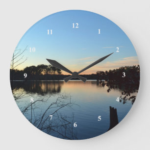 Grande Horloge Ronde Coucher de soleil "Presque parti" par Shirley Tayl