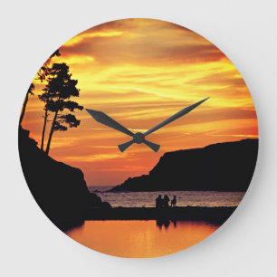 Grande Horloge Ronde Coucher de soleil romantique