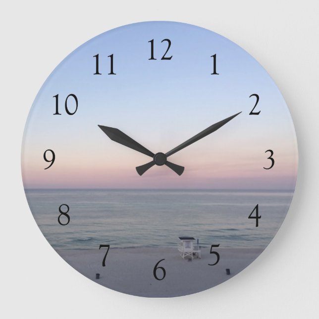 Grande Horloge Ronde Coucher de soleil sur la plage Pretty (Recto)