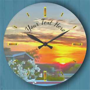 Grande Horloge Ronde Coucher de soleil sur le toit 2295