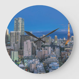 Grande Horloge Ronde Coucher de soleil sur l'horizon