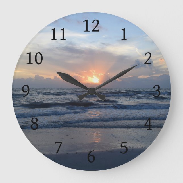 Grande Horloge Ronde Coucher de soleil sur l'océan Photo 79 (Recto)
