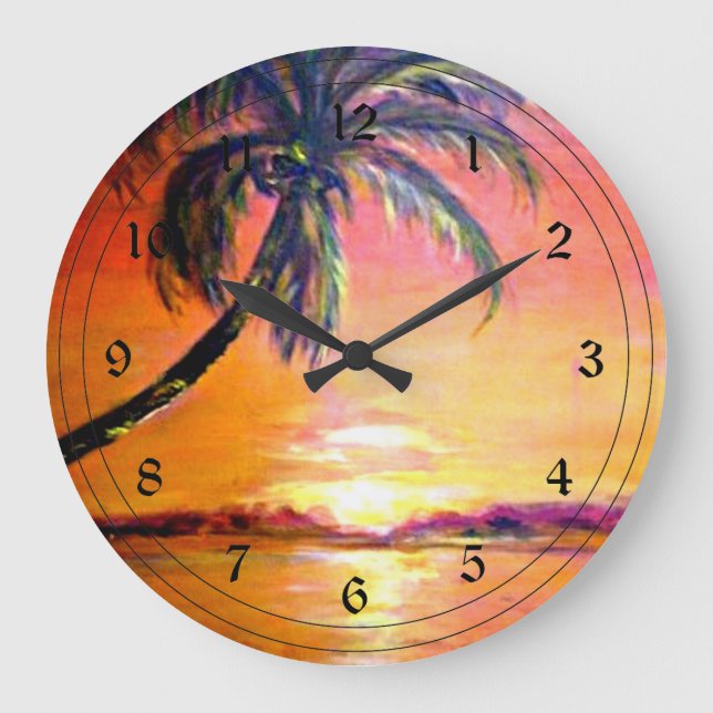 Grande Horloge Ronde Coucher de soleil tropical (Recto)