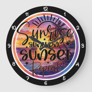 Grande Horloge Ronde Coucher de soleil Tropical Lever du jour Répétitio