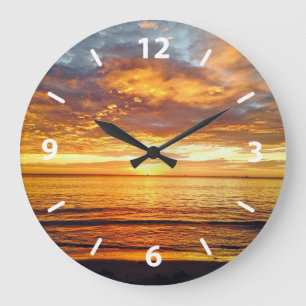 Grande Horloge Ronde Coucher du soleil tropical exotique, plage de