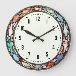 Grande Horloge Ronde Couleur Art Déco
