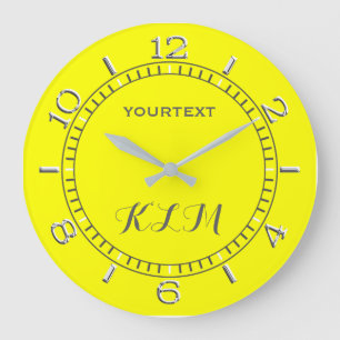 Grande Horloge Ronde Couleur canari-Jaune Facilement Personnalisée