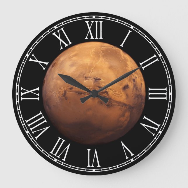 Grande Horloge Ronde Couleur complète de l'espace de la planète Mars (Recto)