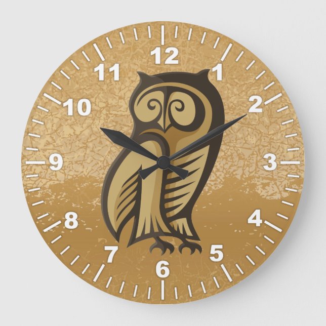 Grande Horloge Ronde Couleur du symbole de hibou (Recto)
