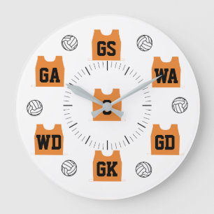 Grande Horloge Ronde Couleur faite sur commande d'équipe de net-ball