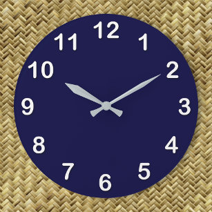 Grande Horloge Ronde Couleur solide : bleu marine