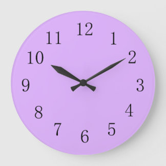 Grande Horloge Ronde Couleur solide mauve violet pâle