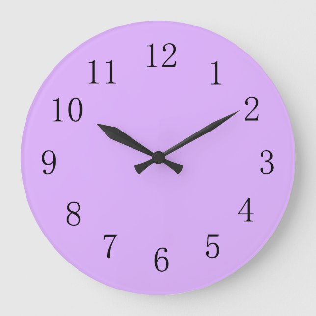 Grande Horloge Ronde Couleur solide mauve violet pâle (Recto)