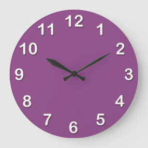 Grande Horloge Ronde Couleur solide : Plum violet