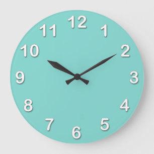 Grande Horloge Ronde Couleur solide : Turquoise Aqua