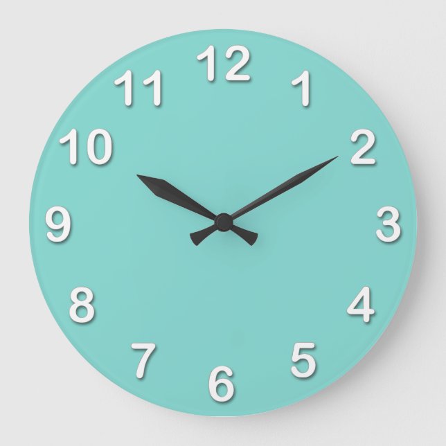 Grande Horloge Ronde Couleur solide : Turquoise Aqua (Recto)