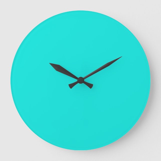 Grande Horloge Ronde Couleur solide turquoise brillante (Recto)