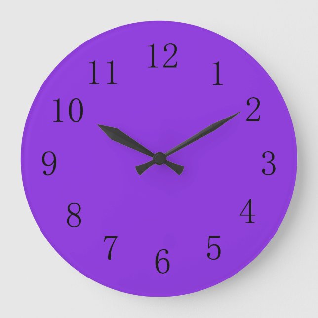 Grande Horloge Ronde Couleur solide violet bleu vif (Recto)